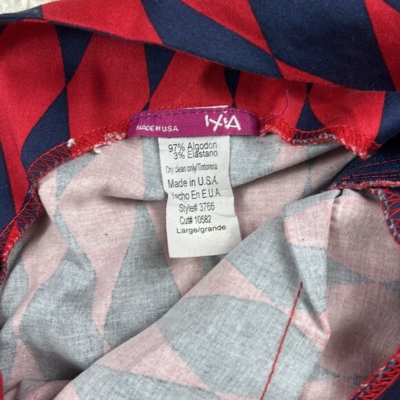 Ixia made in USA harlequin patterned red and blue diamond fit and flare dress, L - Picture 7 of 7